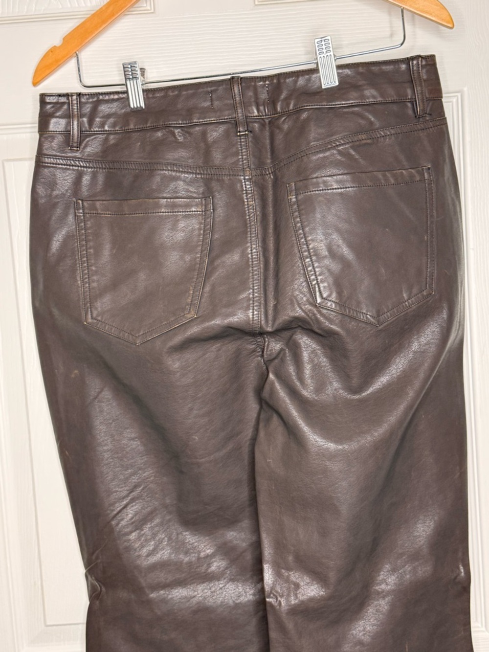 Southern Grace Brown Faux Leather Flare Pants High Rise Wide Leg NWT 12 - Picture 8 of 9